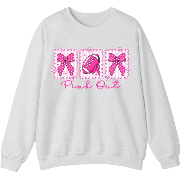 5.4 Pink Out Football Game Day Sweatshirt, Breast Cancer Awareness Cheerleading Pink Football Crewneck