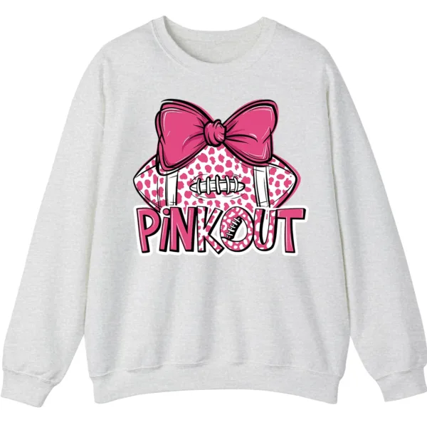 5.4 Pink Out Football Game Day Sweatshirt, Breast Cancer Awareness Cheerleading Pink Football Crewneck