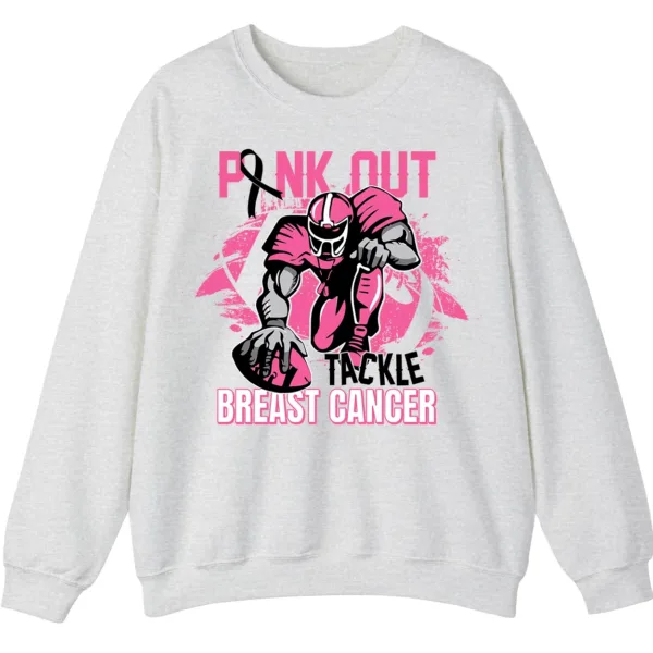 5.4 Pink Out Football Game Day Sweatshirt, Breast Cancer Awareness Cheerleading Pink Football Crewneck