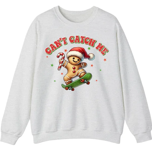 Can't Catch Me Gingerbread Man Skateboard Funny Christmas Sweatshirt