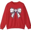 Baseball Bow Sweatshirt, Game Day Crewneck, American Flag Sports Mom Pullover