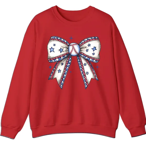 Baseball Bow Sweatshirt, Game Day Crewneck, American Flag Sports Mom Pullover
