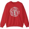 5.5 Baseball Game Day Distressed Typography Sweatshirt, Grunge Circle Dad Player Fan Crewneck