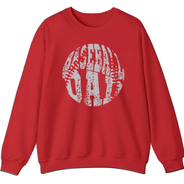 5.5 Baseball Game Day Distressed Typography Sweatshirt, Grunge Circle Dad Player Fan Crewneck