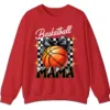Basketball Mama Checkerboard Bow Crewneck Sweatshirt