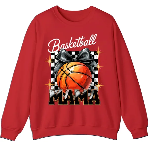 Basketball Mama Checkerboard Bow Crewneck Sweatshirt