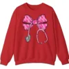 Pink Ribbon Nurse Stethoscope Bow Breast Cancer Crewneck Sweatshirt