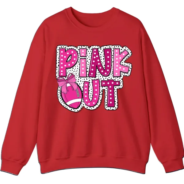 5.5 Pink Out Football Game Day Sweatshirt, Breast Cancer Awareness Cheerleading Pink Football Crewneck