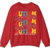 5.5 Retro Stacked Autism Awareness Sweatshirt, Colorful Repeated Text Crewneck