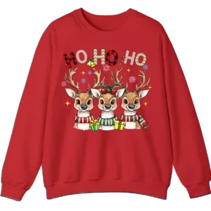 Reindeer Plaid Scarf Christmas Sweatshirt, Funny Ho Ho Holiday Shirt