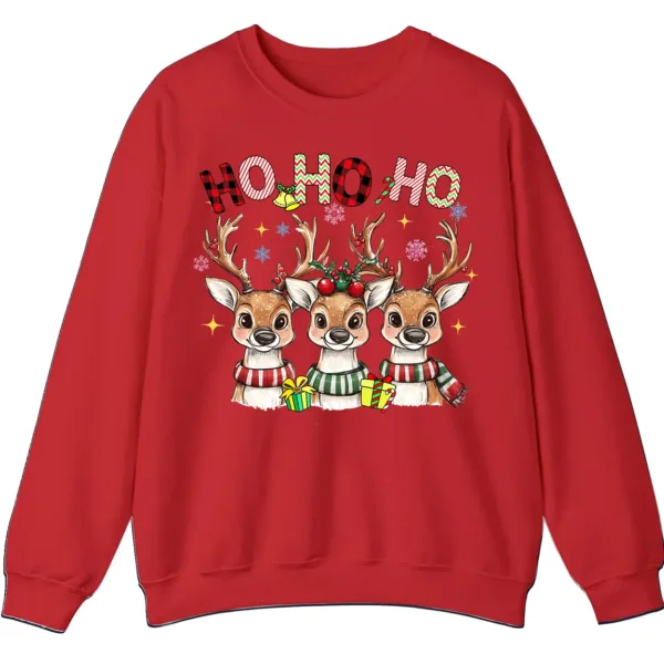 5.5 Reindeer Plaid Scarf Christmas Sweatshirt, Funny Ho Ho Holiday Shirt