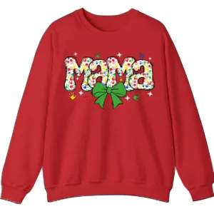 Proud Autism Mama Handprint Sweatshirt, Colorful Handprint Letters Crewneck
