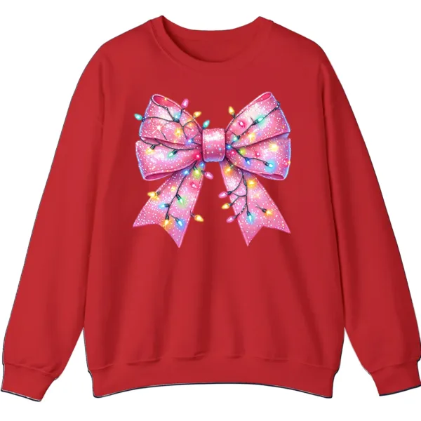 Pink Christmas Lights Bow Sweatshirt