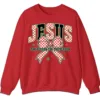 Jesus The Reason Plaid Bow Christmas Sweatshirt