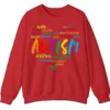 Empowering Autism Word Cloud Heart Sweatshirt, Unique Intelligent Positive Words Crewneck