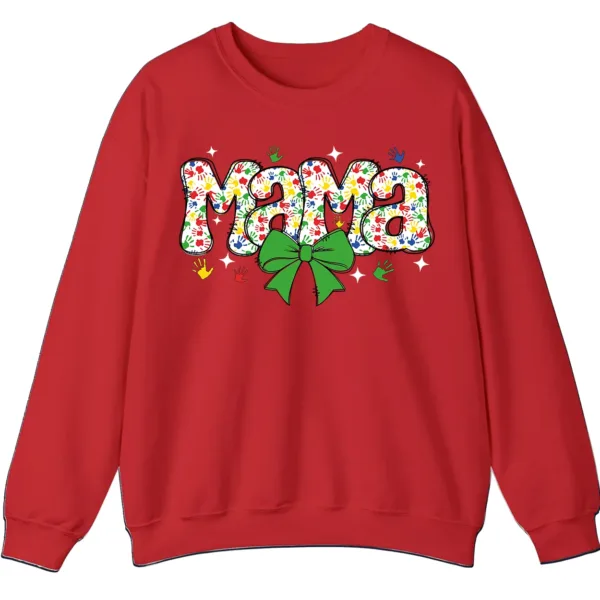 Proud Autism Mama Handprint Sweatshirt, Colorful Handprint Letters Crewneck