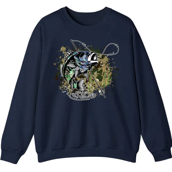 Largemouth Bass Fishing Sweatshirt - Camo Splash Art Crewneck