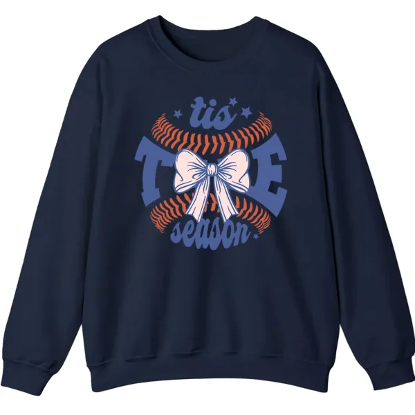 Baseball Christmas Crewneck Sweatshirt - 'Tis The Season Bow Graphic