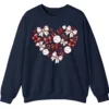 Baseball Heart Sweatshirt, Sports Lover Gift, Cute Game Day Bows Crewneck, Women's Softball Mom Pullover
