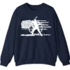 Distressed American Flag Baseball Player Sweatshirt, Patriotic Game Day Crewneck, USA Sports Fan Pullover