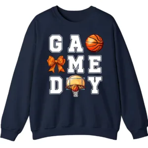 5.6 Basketball Game Day Bow Graphic Crewneck Sweatshirt