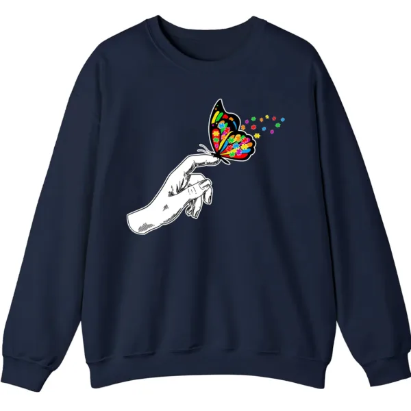 5.6 Puzzle Piece Butterfly Autism Acceptance Shirt, Hand Holding Butterfly Support Gift