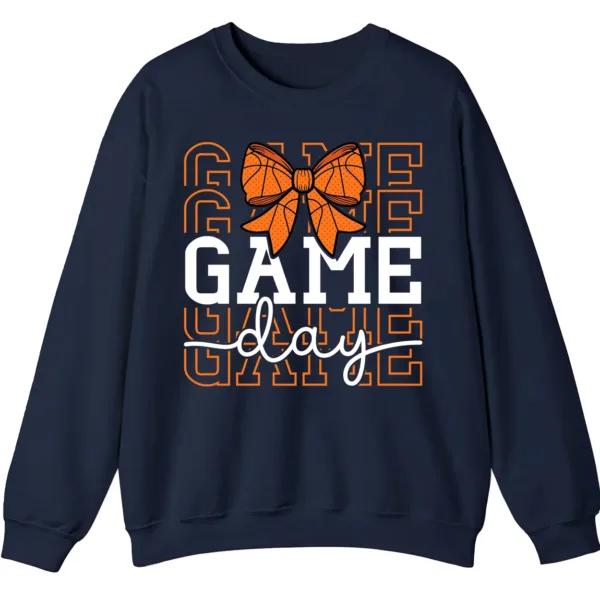 Basketball Bow Game Day Graphic Crewneck Sweatshirt