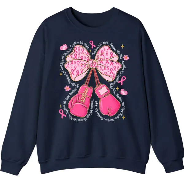 Together We Fight Pink Ribbon Boxing Gloves Crewneck Sweatshirt