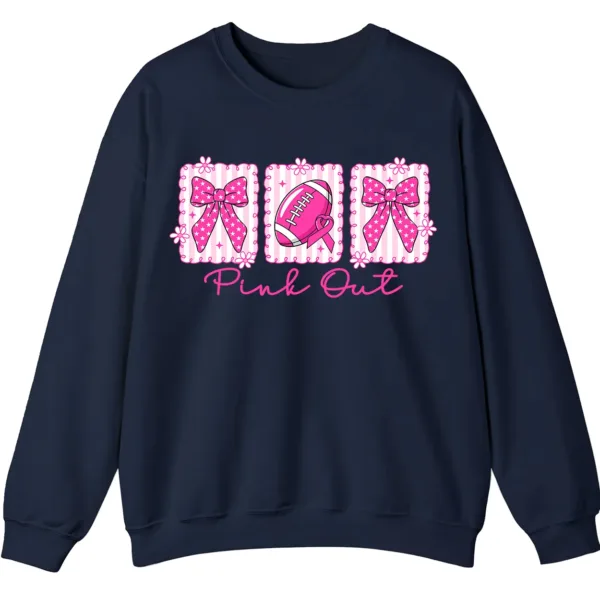 5.6 Pink Out Football Game Day Sweatshirt, Breast Cancer Awareness Cheerleading Pink Football Crewneck