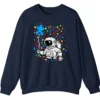 Astronaut Puzzle Piece Balloon Autism Awareness Sweatshirt, Spaceman Crewneck