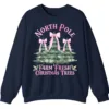 5.6 Women's Pink Bow Watercolor Christmas Tree Sweatshirt from the North Pole Farm Fresh Christmas Trees