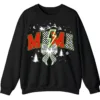 5.7 Checkered Mama Christmas Sweatshirt with Lightning Bolt & Reindeer Sleigh