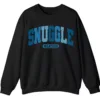 Snuggle Weather Sweatshirt, Unisex Oversized Cream Crewneck, Vintage Distressed Blue Graphic Cozy Pullover