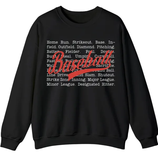 Baseball Terms Sweatshirt - Typographic Word List Crewneck Gift