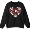 Baseball Heart Sweatshirt, Sports Lover Gift, Cute Game Day Bows Crewneck, Women's Softball Mom Pullover