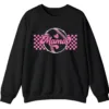 Mama Pink Glitter Softball Sweatshirt, Checkered Game Day Crewneck, Baseball Mom Pullover, Cute Sports Mom Gift