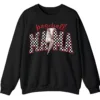 Baseball Mama Lightning Bolt Sweatshirt, Checkered Game Day Crewneck, Distressed Sports Mom Pullover, Red Glitter Leopard Print Gift