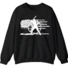 Distressed American Flag Baseball Player Sweatshirt, Patriotic Game Day Crewneck, USA Sports Fan Pullover