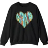 Baseball Heart Mama Sweatshirt, Blue Yellow Retro Game Day Pullover, Cute Sports Mom Crewneck