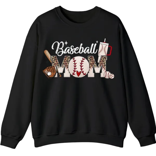 Baseball Mom Sweatshirt, Game Day Sports Mom Pullover, Leopard Pattern Crewneck