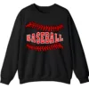 Baseball Red Stitches Typography Sweatshirt, Bold Game Day Fan Crewneck, Minimalist Sports Pullover