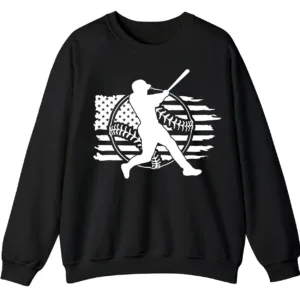 5.7 Baseball Player American Flag Crewneck Sweatshirt
