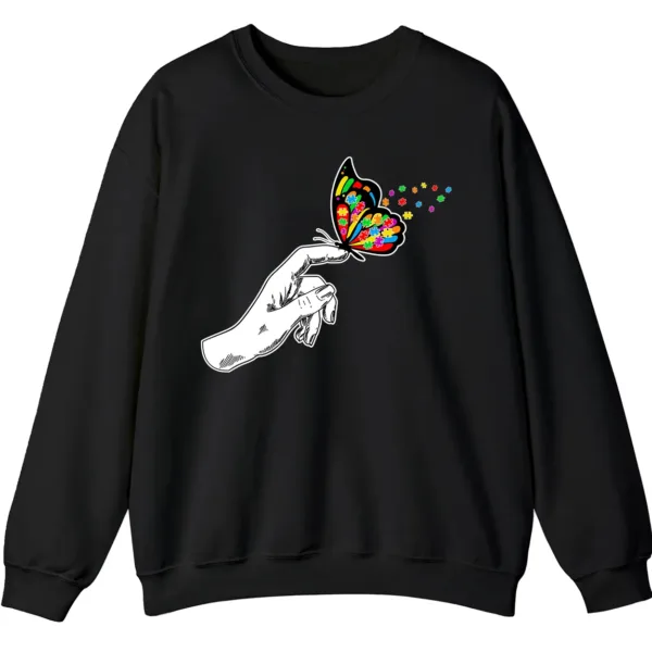 5.7 Puzzle Piece Butterfly Autism Acceptance Shirt, Hand Holding Butterfly Support Gift