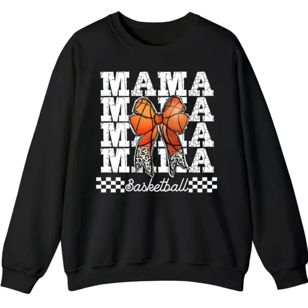 Basketball Mama Leopard Print Bow Crewneck Sweatshirt