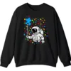 Astronaut Puzzle Piece Balloon Autism Awareness Sweatshirt, Spaceman Crewneck