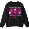 Breast Cancer Survivor Awareness Pink Ribbon Checkered Crewneck