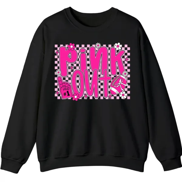 Pink Out Football Breast Cancer Fighter Support Crewneck