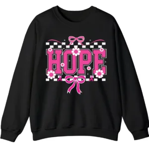 HOPE Breast Cancer Awareness Pink Ribbon Crewneck Sweatshirt