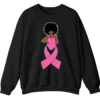 Black Queen Pink Ribbon Breast Cancer Fighter Crewneck Sweatshirt
