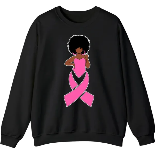 Black Queen Pink Ribbon Breast Cancer Fighter Crewneck Sweatshirt